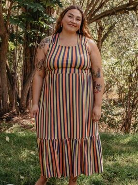 Mata Traders Striped Opal Maxi Dress in 1X